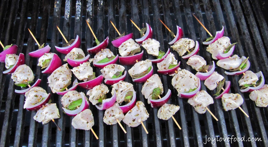 Grilled Chicken Red Onion and Mint Kebabs