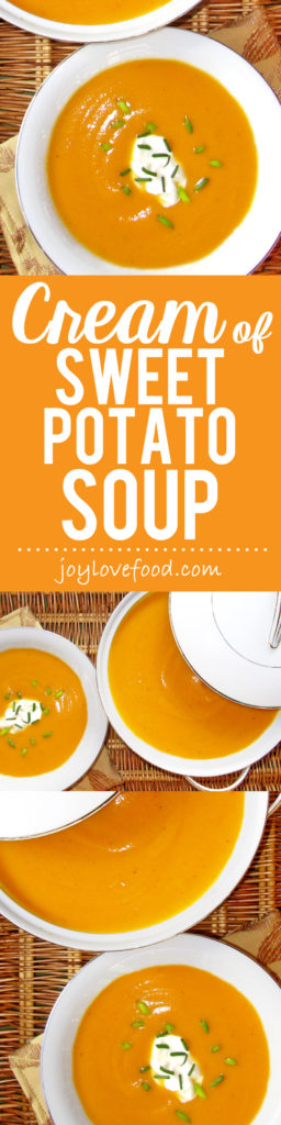 Cream of Sweet Potato Soup - rich and velvety, creamy and smooth, this pretty soup is perfect for fall and the holiday season.