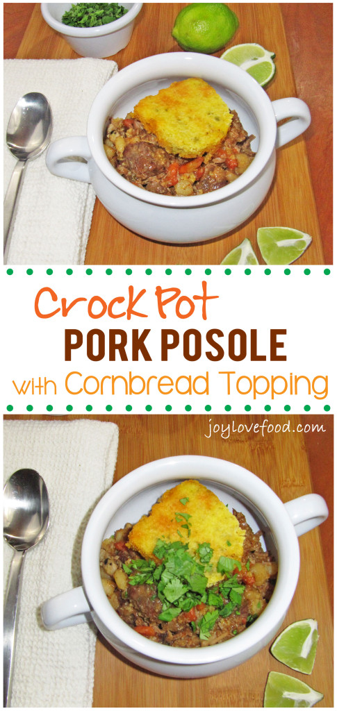 Crock Pot Pork Posole with Cornbread Topping