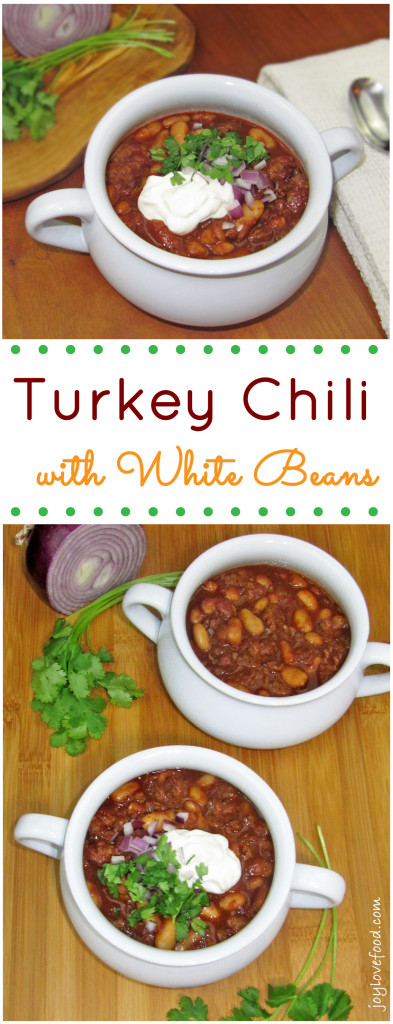 Turkey Chili with White Beans- Bold and full of flavor, this delicious chili is sure to warm you up on a cold winter’s day.