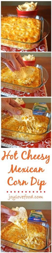 Hot Cheesy Mexican Corn Dip - a delicious, hot dip with corn, green chiles and lots of melted cheese, perfect for sharing with family and friends on a cozy fall afternoon. #NaturallyCheesy #ad
