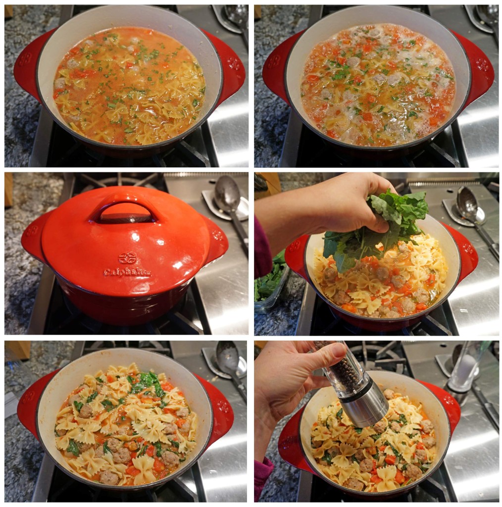 One Pot Pasta with Tomatoes, Sausage and Kale - how to prepare steps 7-12
