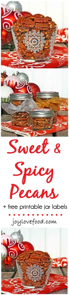 Sweet and Spicy Pecans - toasted pecans coated in a delicious blend of spices, perfect for a party, get together or gift giving this holiday season.