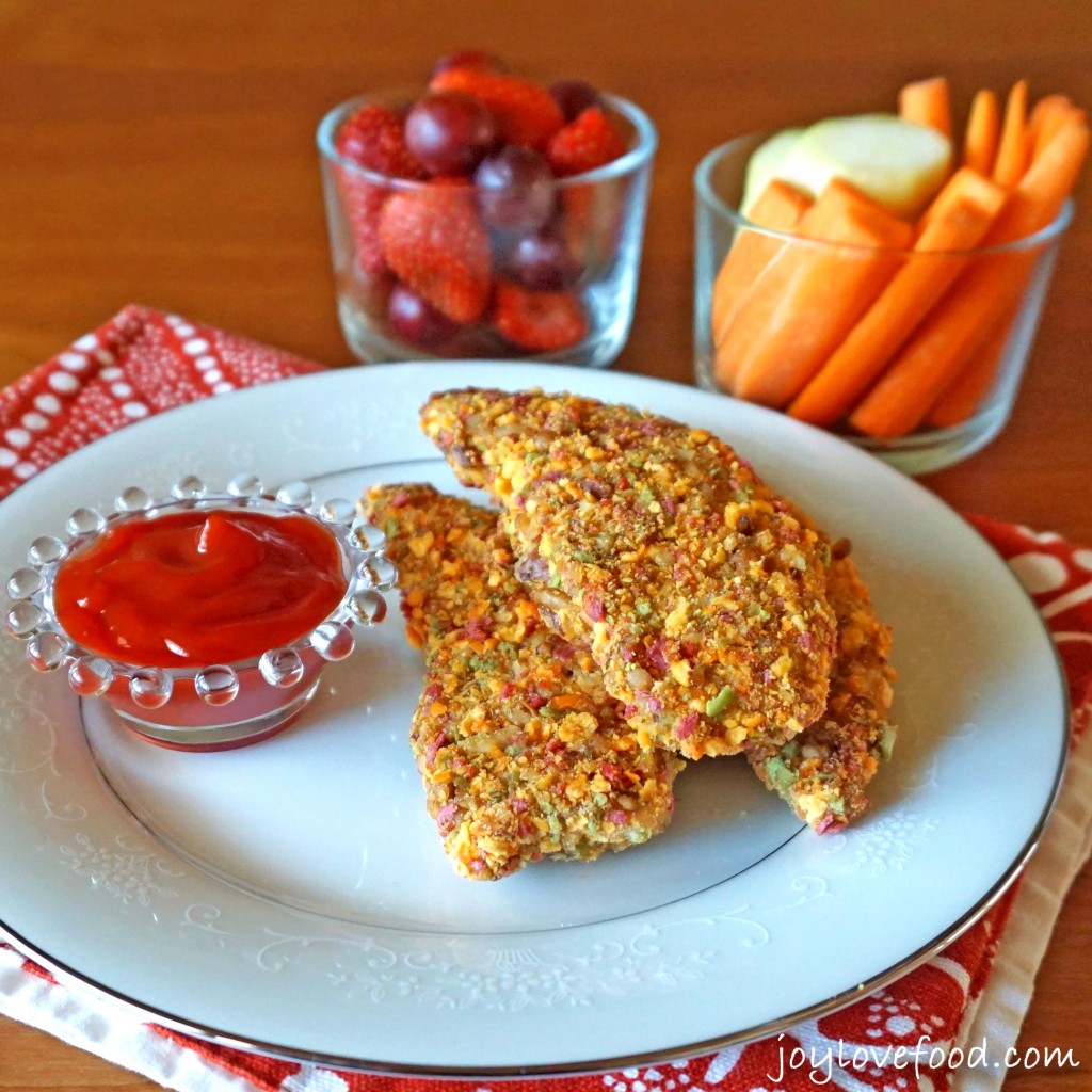 Rainbow Cracker and Pecan Crusted Chicken Fingers