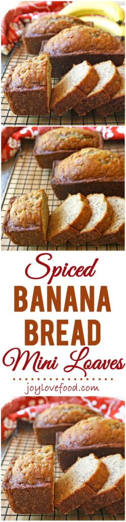 Spiced Banana Bread Mini Loaves – a slice or two of these delicious, easy to make, little loaves is great for breakfast, a snack or sweet treat anytime.