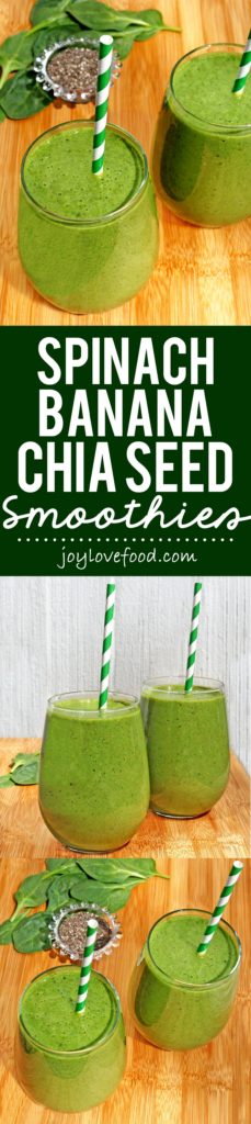 Spinach Banana Chia Seed Smoothies - one of these vitamin-packed, creamy, green smoothies is great for a healthy breakfast or snack anytime.
