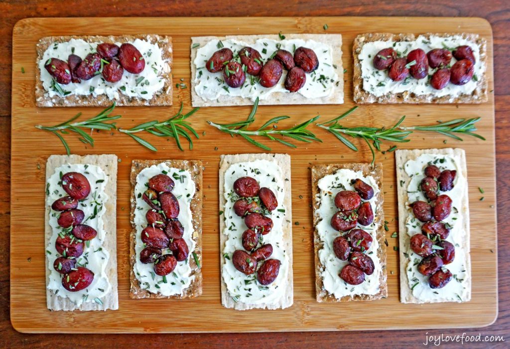 Roasted Grape and Goat Cheese Topped Wasa Crackers