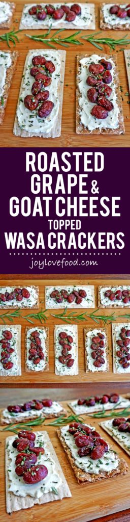 Roasted Grape and Goat Cheese Topped Wasa Crackers - crisp crackers with a sweet and savory topping are so easy to make and perfect for holiday entertaining. #HowDoYouWasa #ad