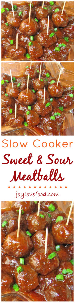 Slow Cooker Sweet & Sour Meatballs - these tasty, tangy and sweet, little meatballs are so easy to make and keep warm in the slow cooker, perfect for a game day get together, potluck or party anytime.