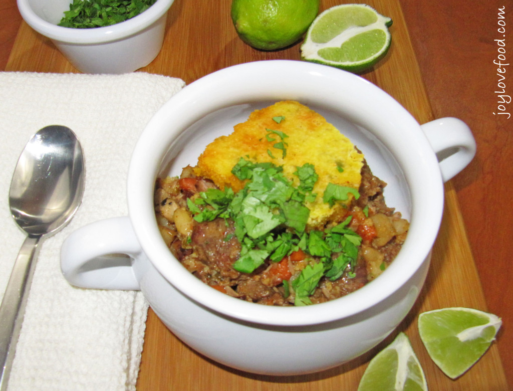 Crock Pot Pork Posole with Cornbread Topping