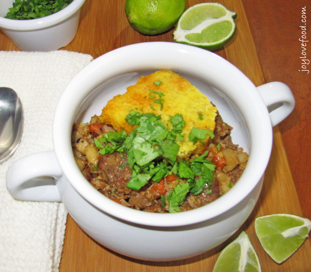 Crock Pot Pork Posole with Cornbread Topping