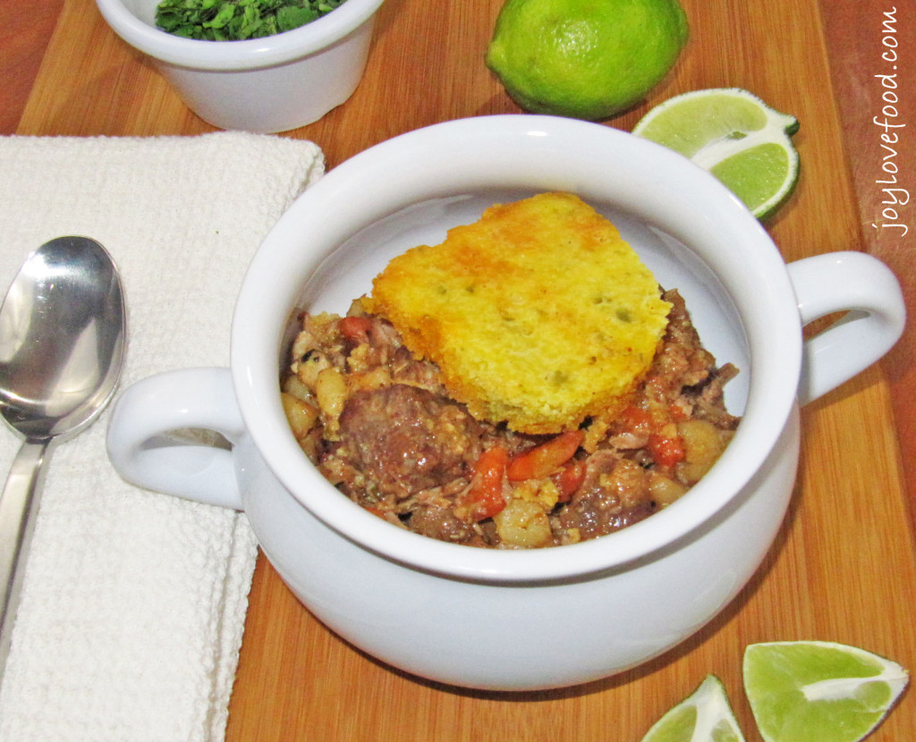 Crock Pot Pork Posole with Cornbread Topping