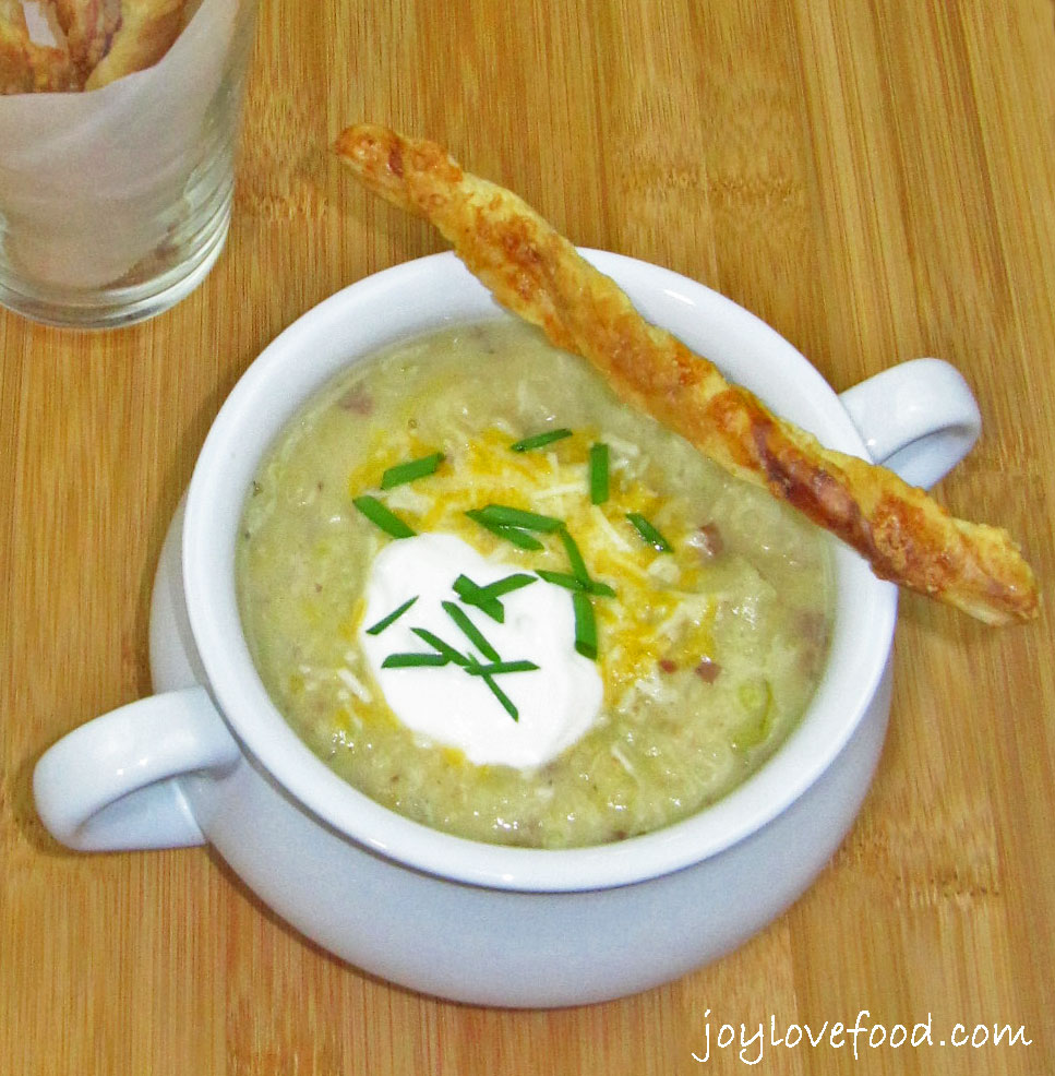 Irish Colcannon Soup with Cheddar Cheese Straws