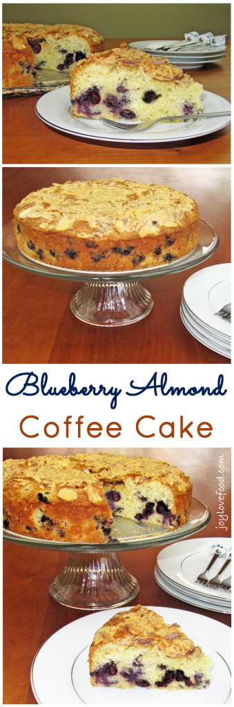 Blueberry Almond Coffee Cake - a delicious coffee cake, bursting with bright blueberries and topped with crunchy, salty and sweet almonds. A wonderful addition to a breakfast or brunch, for Easter, Mother's Day or anytime.