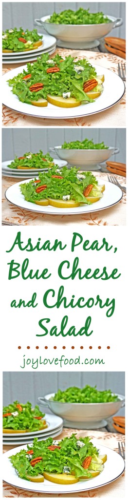 Asian Pear, Blue Cheese and Chicory Salad - full of flavor with a nice crunch, this delicious green salad is the perfect addition to your holiday table, or salad course for your next dinner party or anytime. 