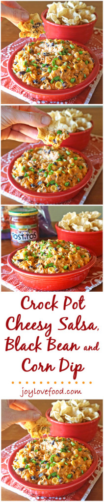 Crock Pot Cheesy Salsa, Black Bean and Corn Dip - a delicious, cheesy dip that is full of flavor and can be made and kept warm in the slow cooker, perfect for a game day get together. #GameDayGlory #ad