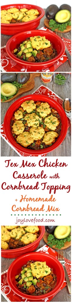 Tex Mex Chicken Casserole with Cornbread Topping - a delicious, hearty casserole that is full of flavor. Perfect for an easy, cozy dinner that the whole family will enjoy. #YesYouCAN #ad
