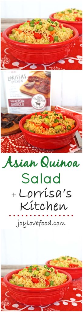 Asian Quinoa Salad - a flavorful quinoa salad with colorful vegetables, tossed in a ginger sesame dressing, along with Lorissa's Kitchen premium protein snacks, is the perfect pairing for a healthy, delicious, on-the-go snack. #SavvySnacking #ad