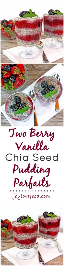 Two Berry Vanilla Chia Seed Pudding Parfaits - these protein rich parfaits are great for breakfast or a healthy snack anytime.