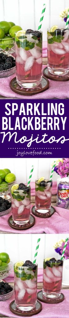 Sparkling Blackberry Mojitos - these pretty, festive and refreshing cocktails are the perfect drink for celebrating spring and warm weather entertaining. #BlackberryAffair #ad