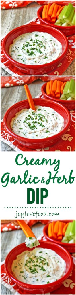 Creamy Garlic and Herb Dip - a creamy, tangy and flavorful dip, perfect for a summer party or get together.