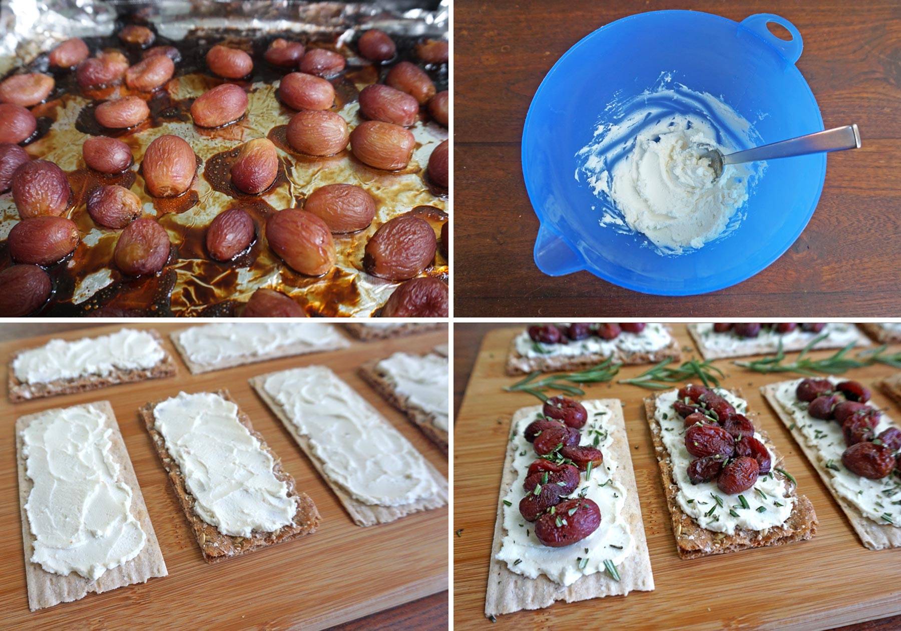 Roasted Grape and Goat Cheese Topped Wasa Crackers - Joy Love Food