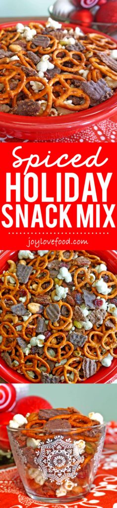 Spiced Holiday Snack Mix - a sweet and salty snack mix, coated in a delicious blend of spices, is so easy to make and perfect for holiday entertaining. #SweetnSaltyHoliday #ad